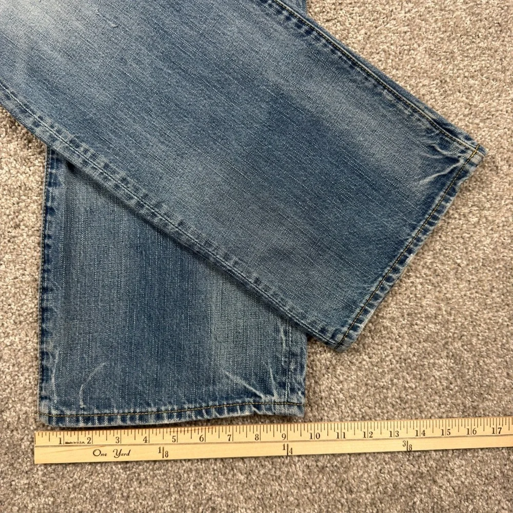 American Eagle Original Boot Jeans Mens 36x32 Blue Distressed Faded Bootcut
